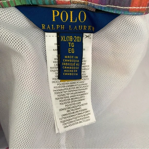 Polo Ralph Lauren Traveler Ikat Patchwork Colorful Plaid Swim Trunks XL 18-20 - Picture 7 of 9